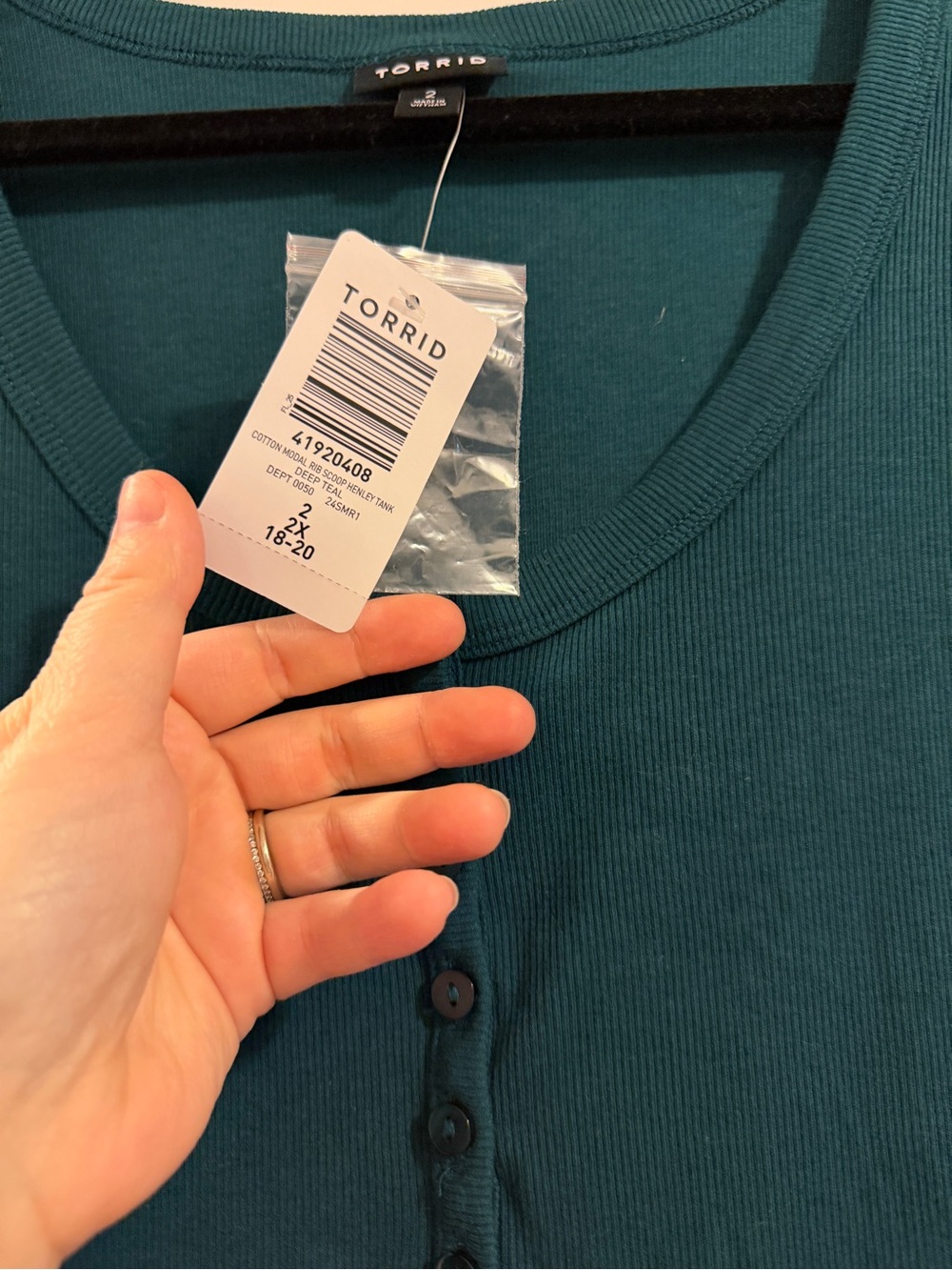 Torrid Teal Ribbed Tank - Picture 2 of 2